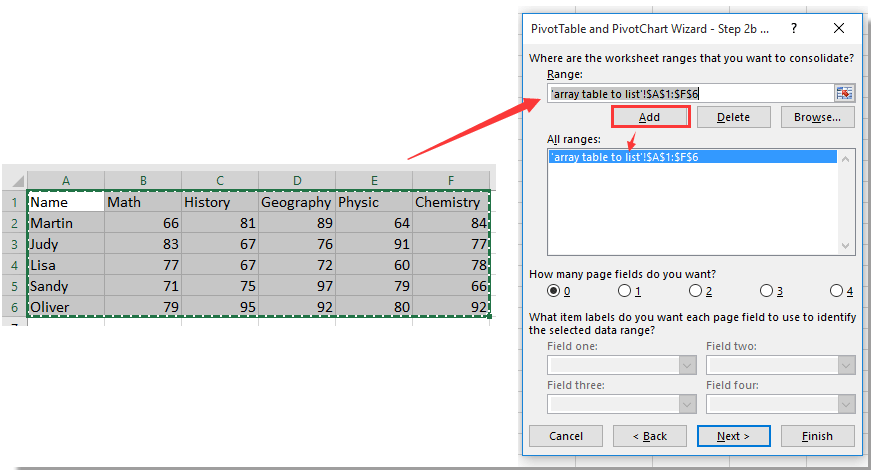 doc array table to list 3