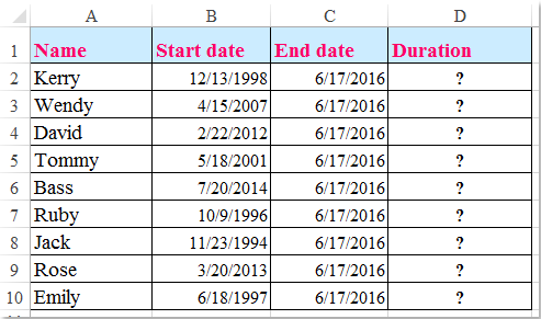 how to calculate length of service in excel in decimal