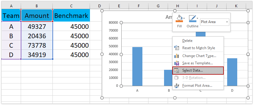 how-to-add-benchmark-line-baseline-target-line-in-a-chart-in-excel