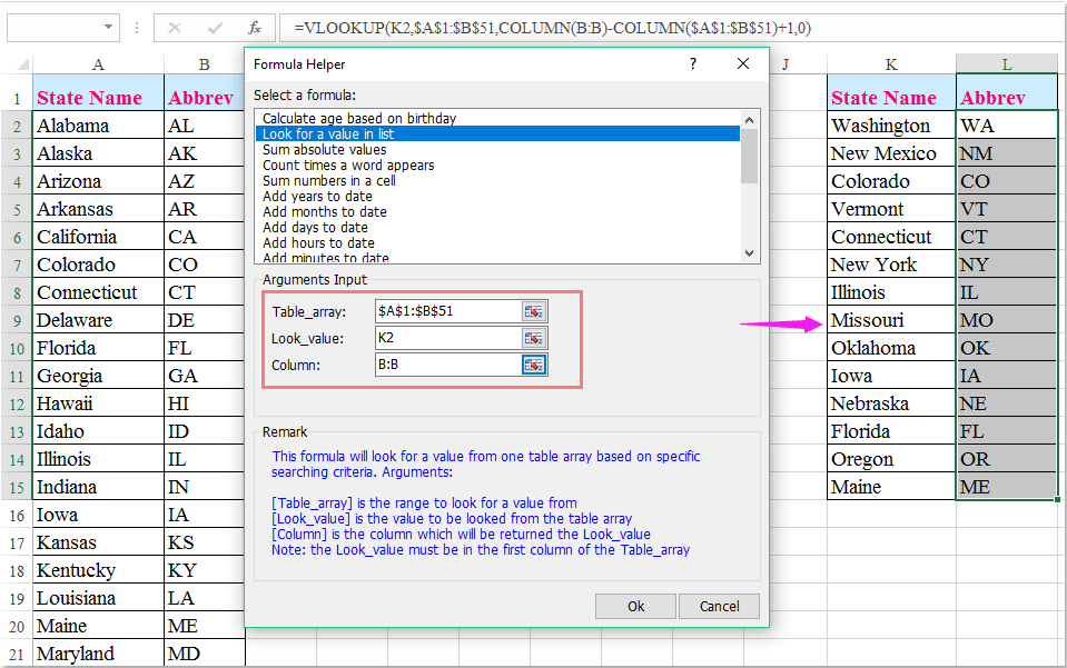 how to convert full state names to abbreviations in excel excel state list