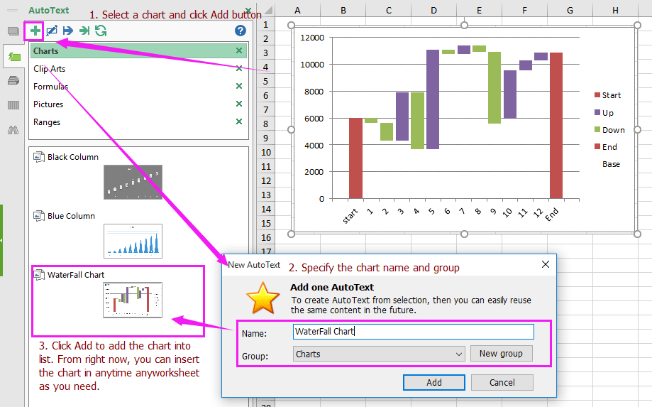 waterfall chart in excel