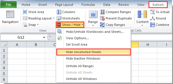 how to hide all worksheets exceptbut the specified or