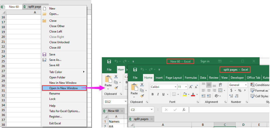 How to open Excel workbooks in new windows (open multiple windows)?
