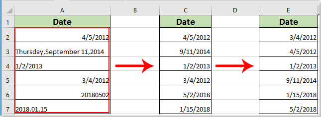 sort excel dates order in year by chronological to in Excel? How sort chronological dates order in