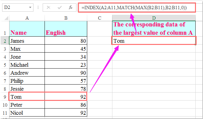 how-to-find-the-highest-value-and-return-adjacent-cell-value-in-excel