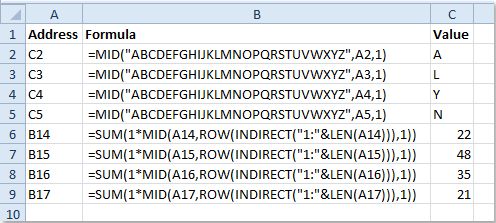 ms excel formulas list