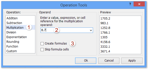 How to multiply a range of cells by same number in Excel?