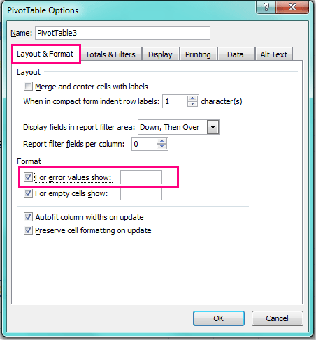 pivot blank hide table rows hide in table? How to error pivot values