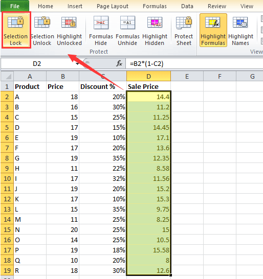 how to lock cells in excel