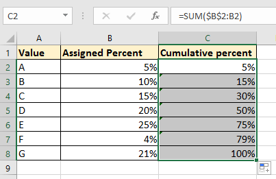 key c generate random value random to assigned generate on Excel? in based How probability