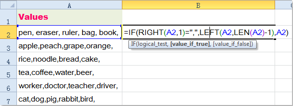 How To Remove Last Ending Comma From Cell In Excel