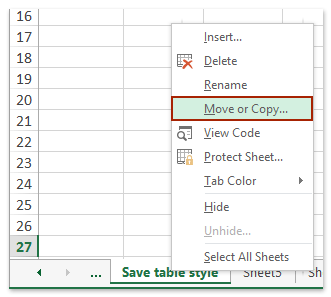table style template