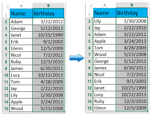 extract in how date excel by month/year/day Excel? only to sort How birthdays in (dates)