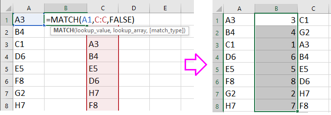 doc sort match to another column 2