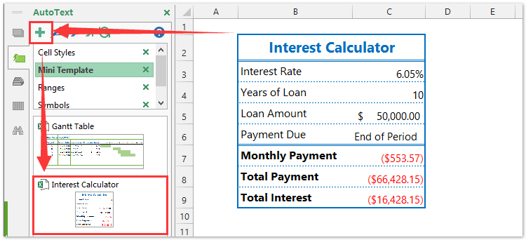 loan interest calculator excel