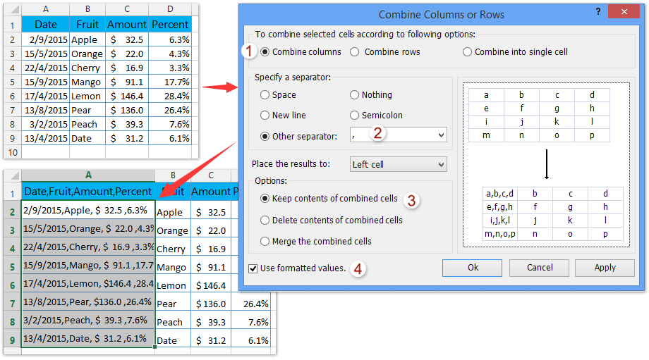 how to concatenate range cells with comma space line break in excel google sheets concatenate with space