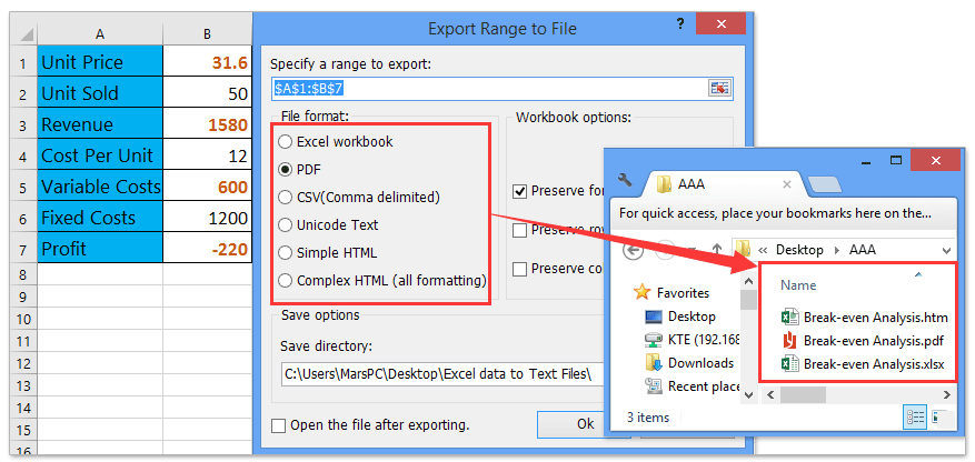 break even analysis in excel