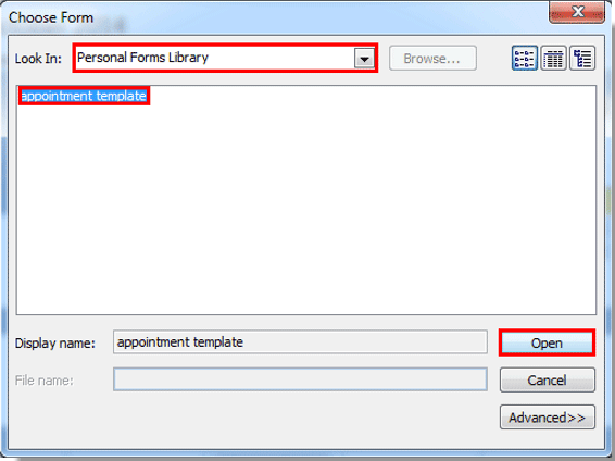 how to open a template in outlook 2010