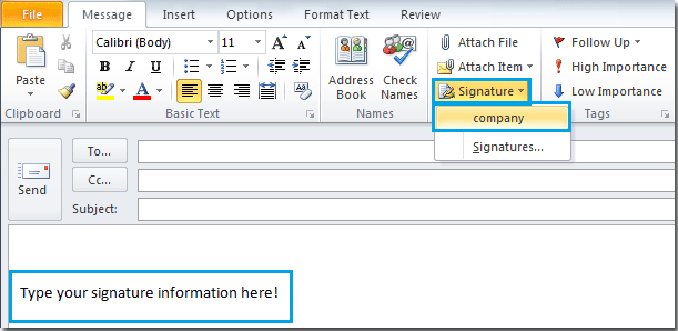 how to make signature in outlook