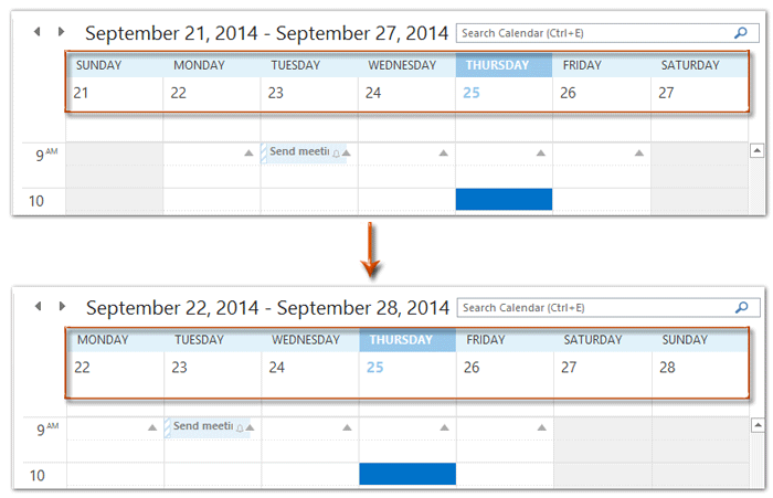 monday to sunday calendar