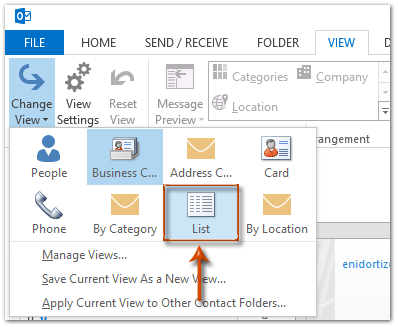 how to group contacts by company in outlook business phone list