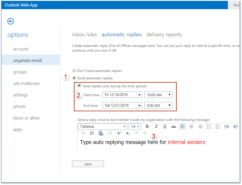 out of office outlook mac