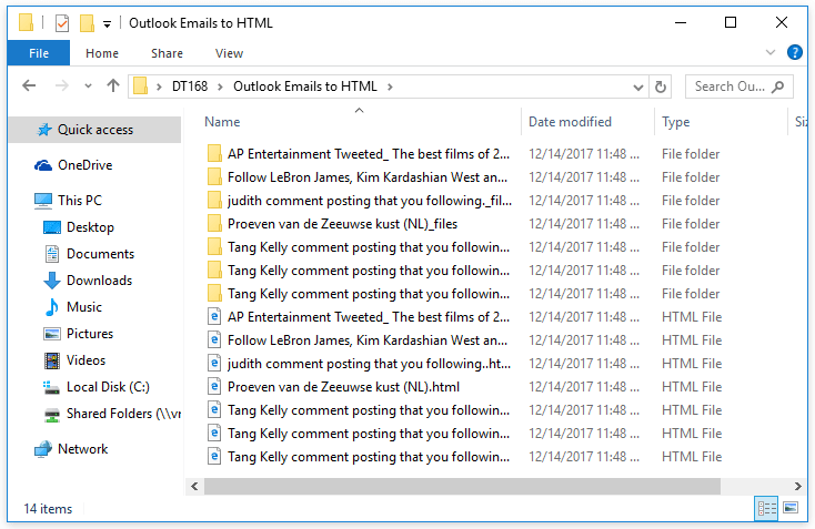 Outlook Ing Html Files