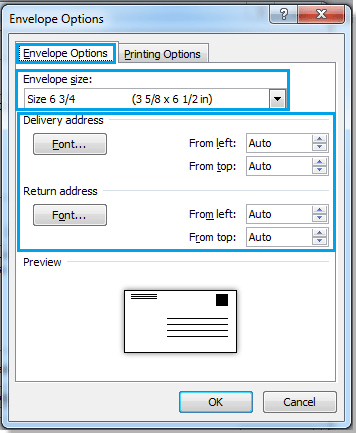 how to print addresses on envelopes