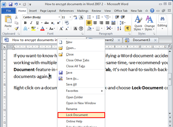 how to encrypt a word document