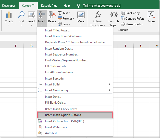 Quickly insert multiple option buttons at once in Excel